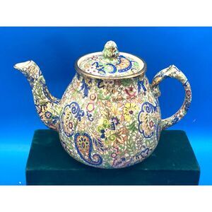Wade Heath England Blue Paisley Teapot China Mid Century Pre Owned